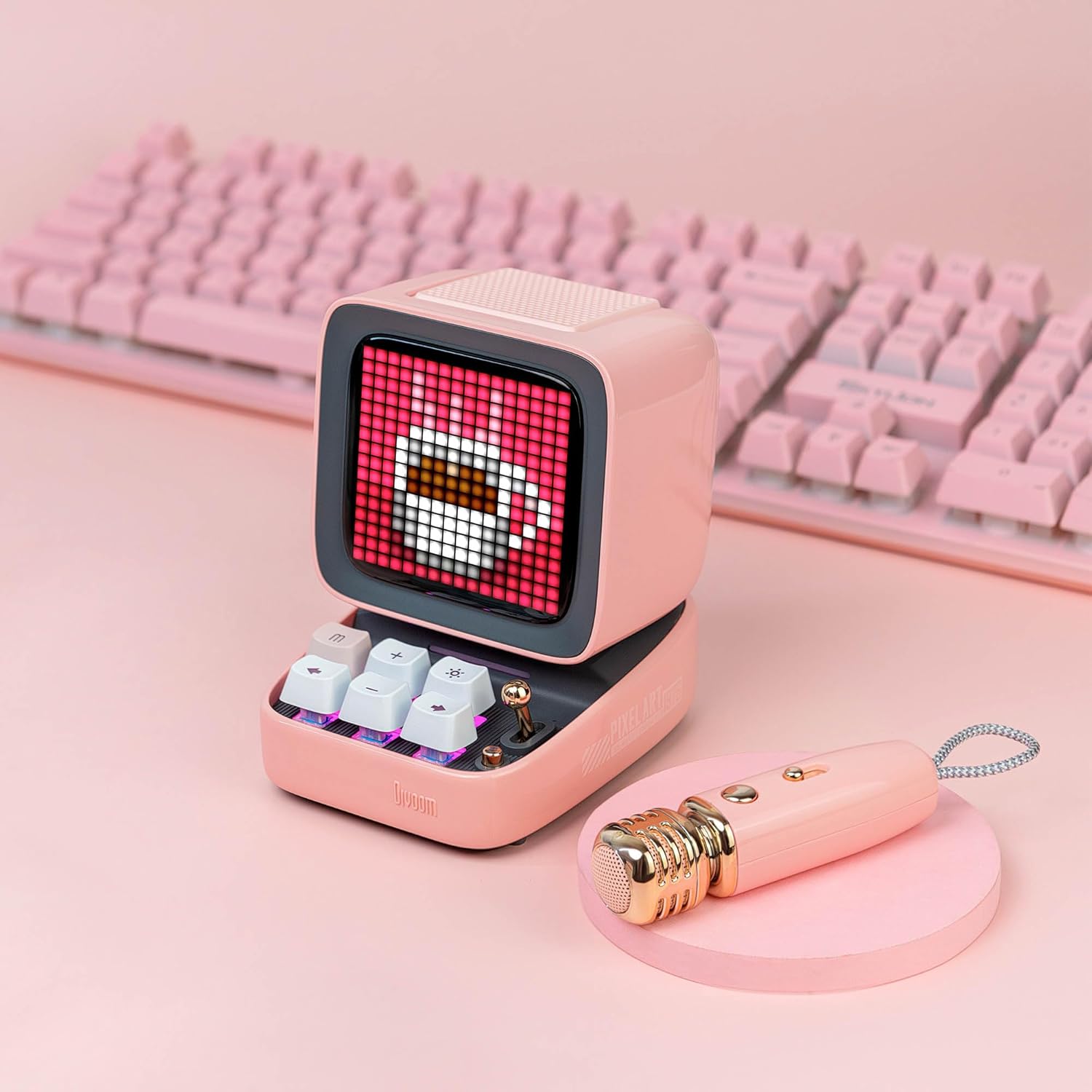 Divoom DitooMic Bluetooth Speaker Microphone Karaoke Function - Pink