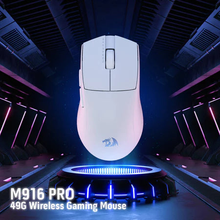 Redragon M916 PRO 3-Mode Wireless Gaming Mouse, Hype-Speed 4K Polling Rate, 49G Ultra-Light 26K DPI Gamer Mouse w/Ergonomic Natural Grip Build, Redefinable.White