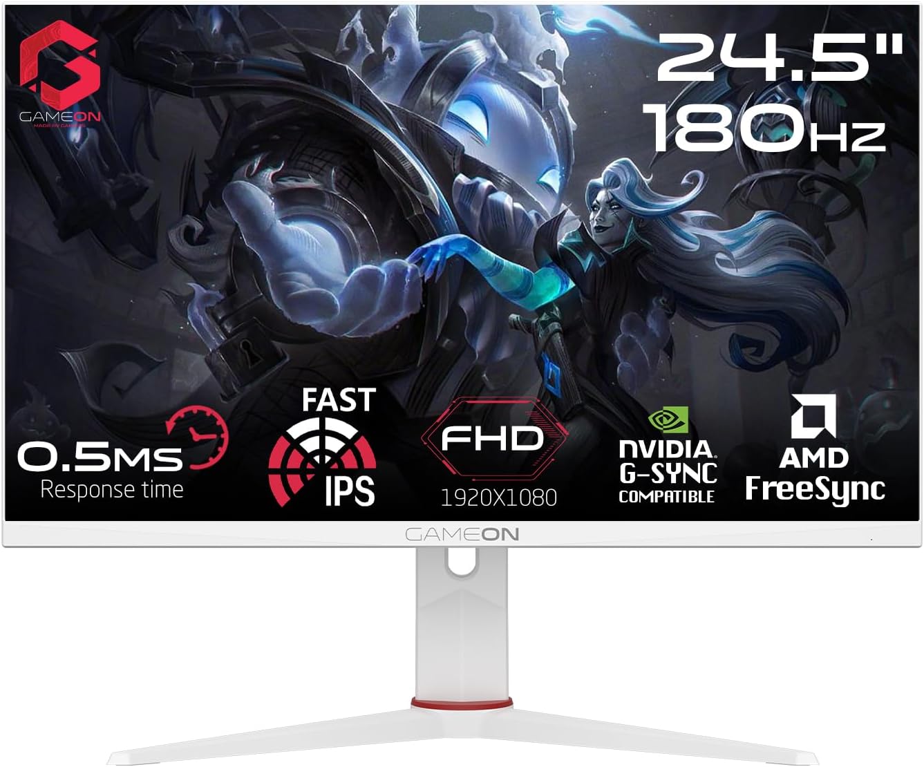 Gameon Artic Pro Series 24" Fhd, 180Hz, 0.5Ms - White