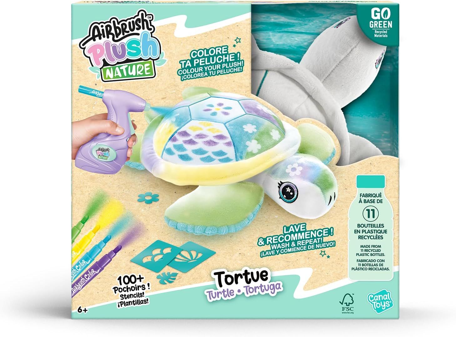 Canal Toys - Airbrush Plush Nature - Green Turtle