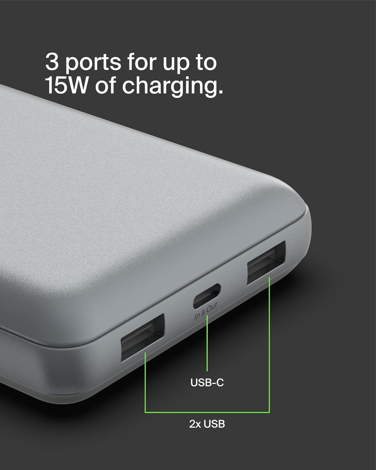 بيلكين - بنك طاقة 20K - 15W USB-C مدخل - USB-A مخرج - فضي فضائي