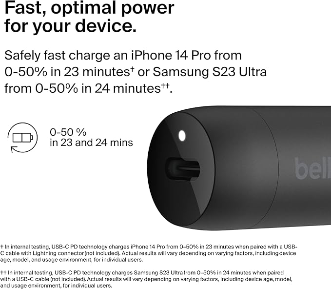 BELKIN - CAR CHARGER - 30W - USBC - BLACK