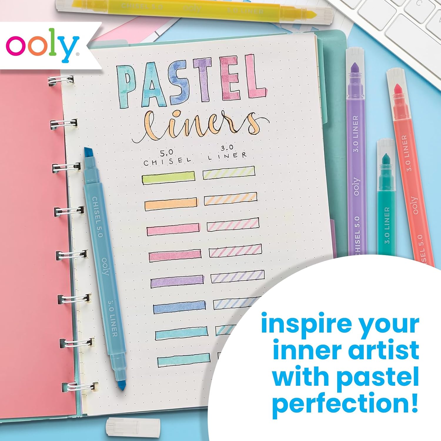 Ooly Pastel Liners Double Ended Markers Set Of 8