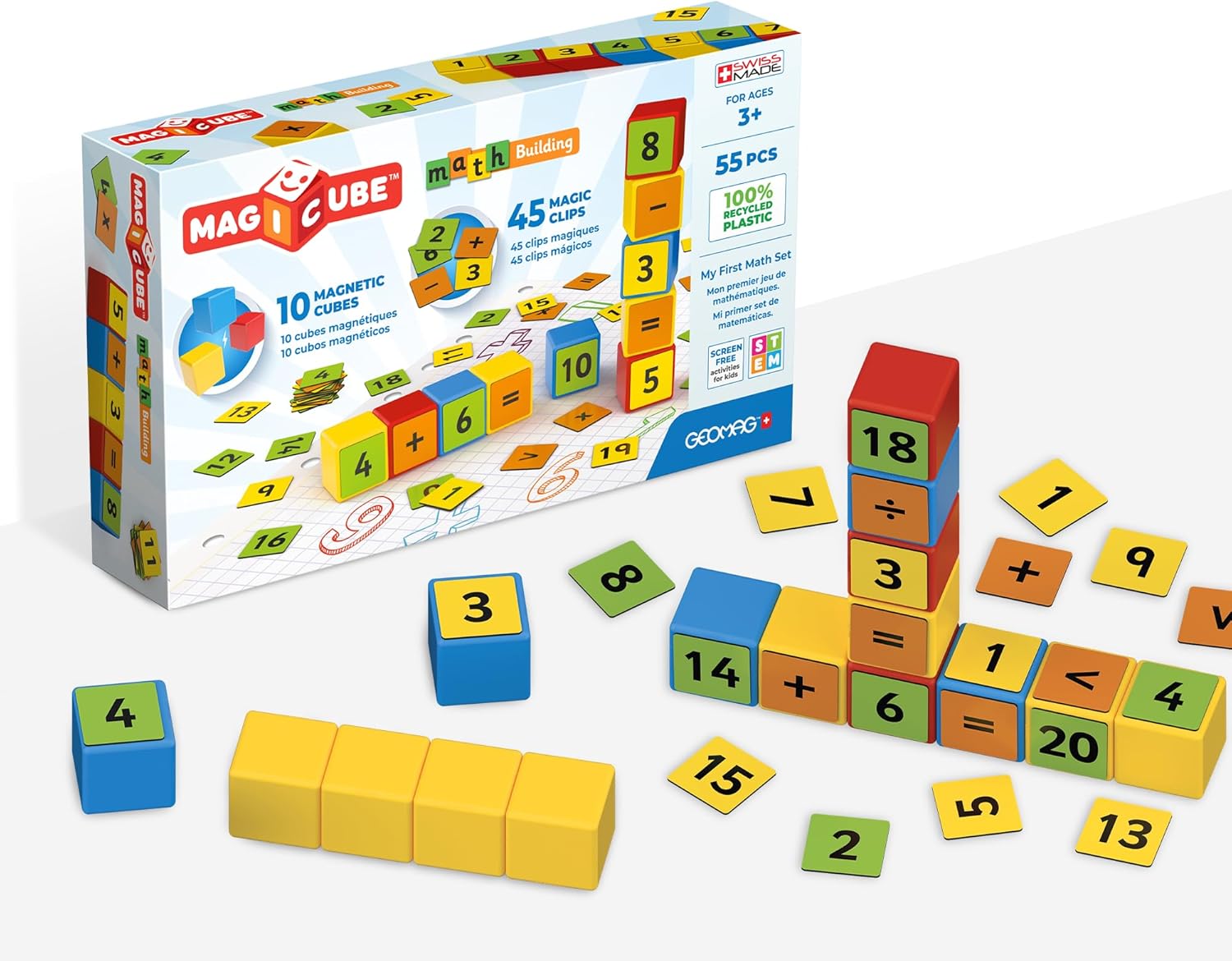 Geomag Magicube Math Building Recycled Clips 55 Pcs