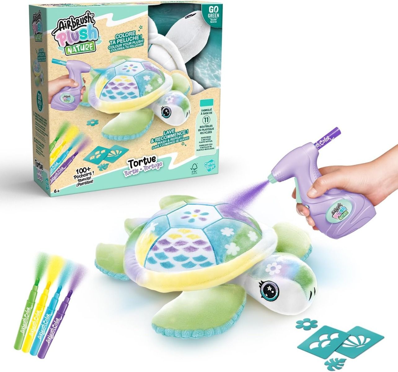 Canal Toys - Airbrush Plush Nature - Green Turtle