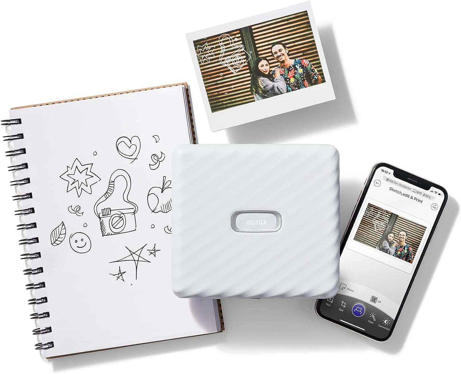 Instax Link Wide Smartphone Printer (White)+ Film Pack