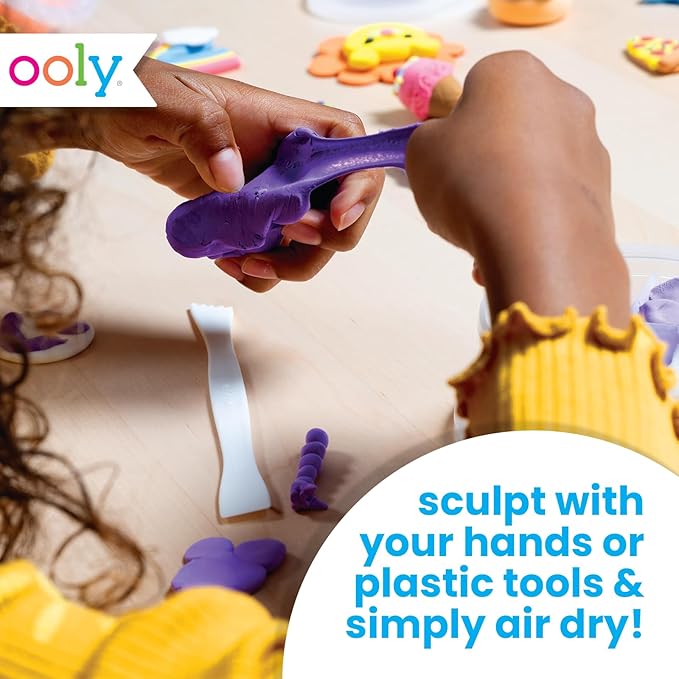 Ooly Creatibles D.I.Y. Air Dry Clay Kit Set Of 12 Colors + 3 Shaping Tools