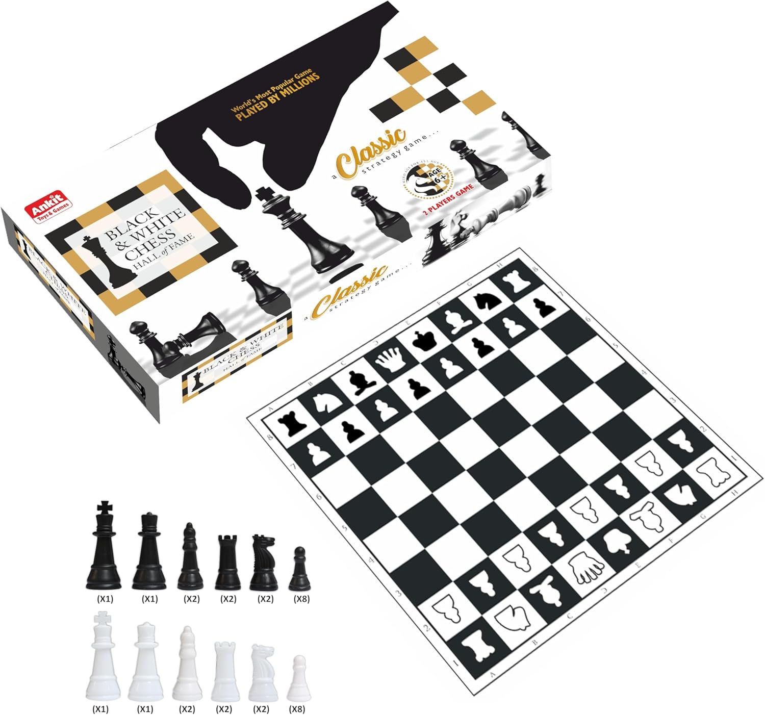 BLACK & WHITE CHESS 15"