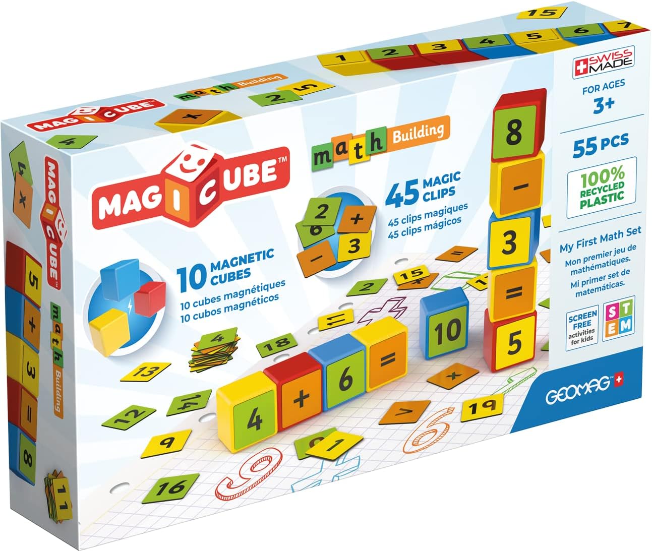 Geomag Magicube Math Building Recycled Clips 55 Pcs