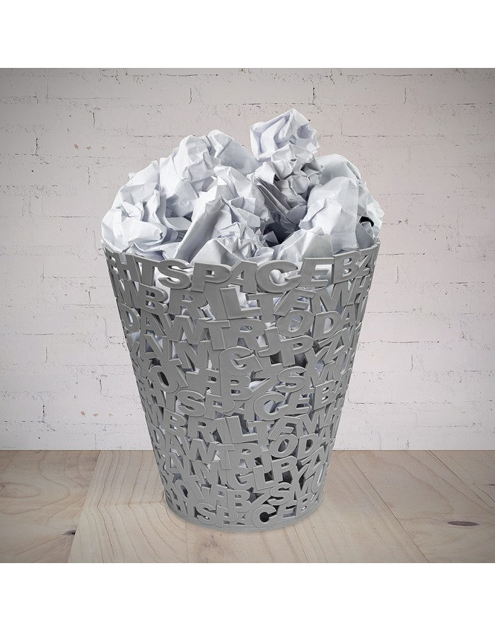 Balvi Wastebasket Letters Gray Plastic