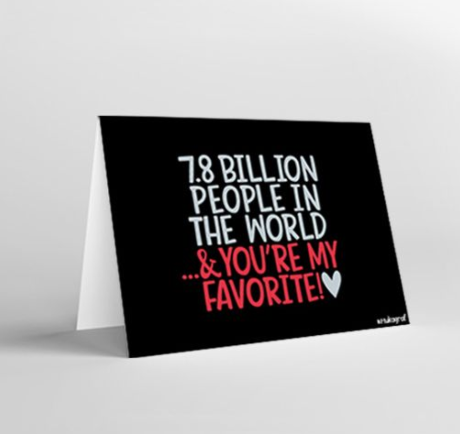Mukagraf 7.8B Ppl In World & U R My Fav Mini Greeting Cards