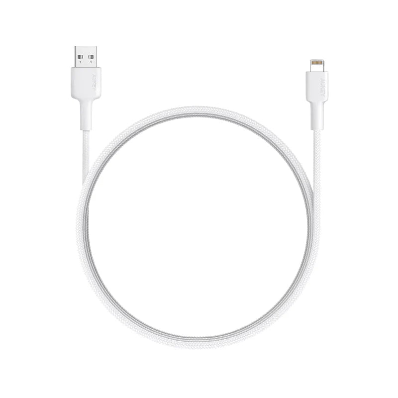 AUKEY Braided Nylon Charge MFI USB-A To Lightning 1.2m WHT