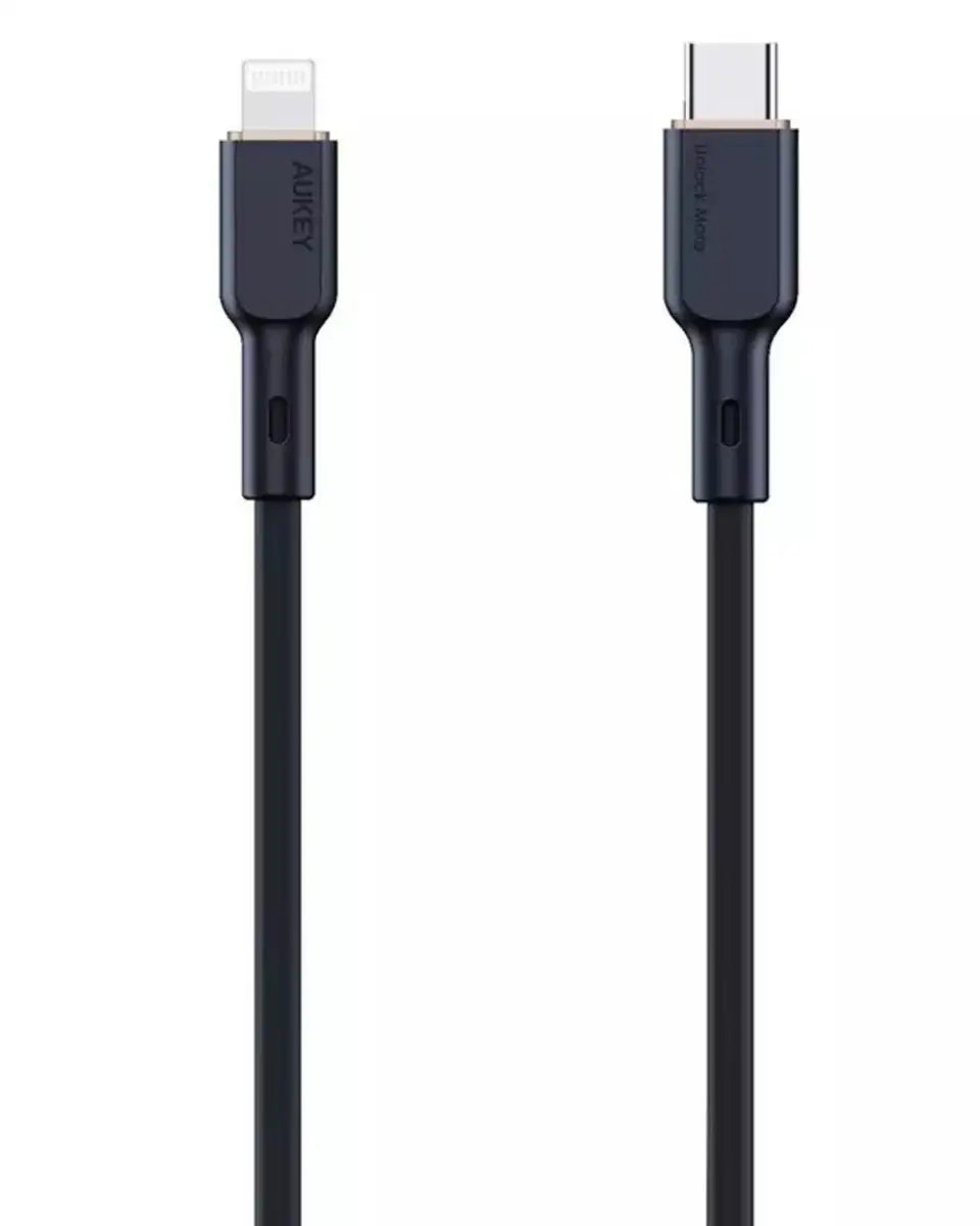 AUKEY Silicone Sync & Charge MFI Cable USB-C To Lightning 1m SCL1 BLK