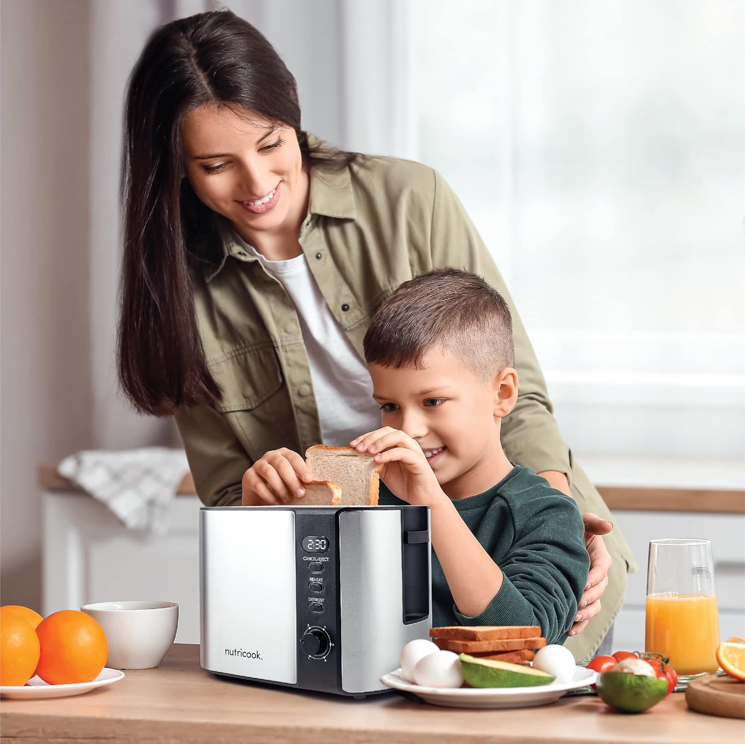 Nutricook 2 Slice Toaster Steel & Black NC-T102S