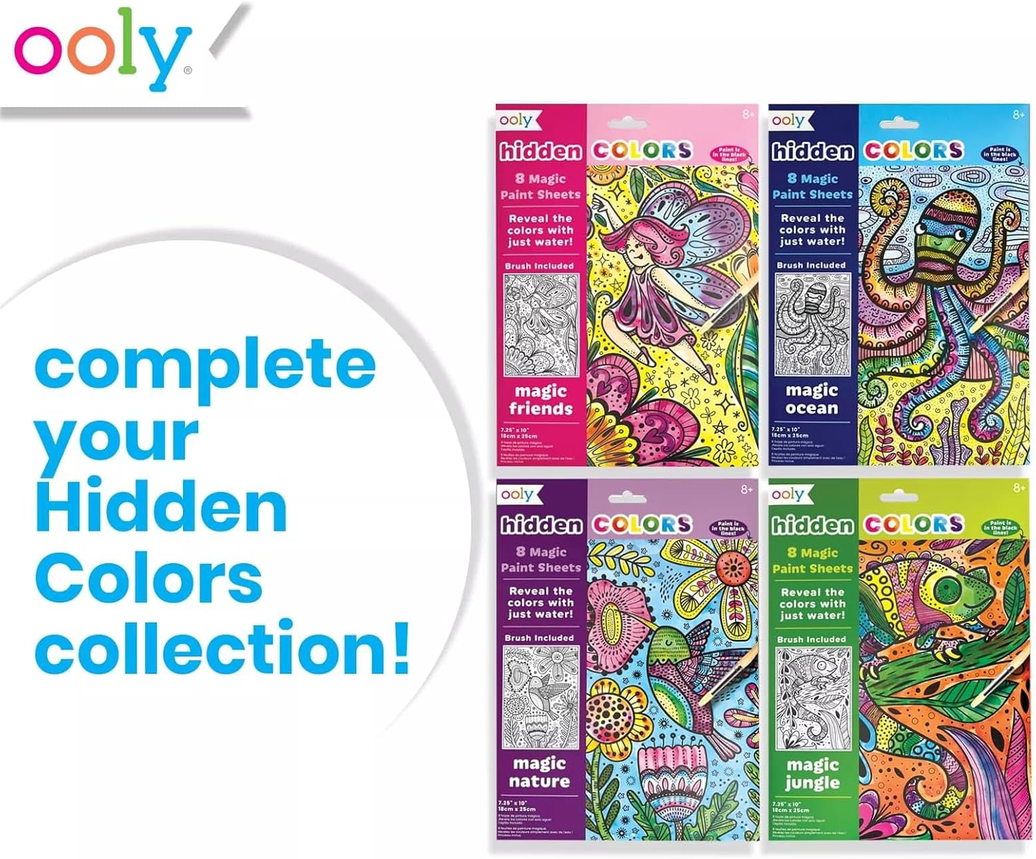 Ooly Hidden Colors Magic Paint Sheets - Magic Friends 9 PC Set
