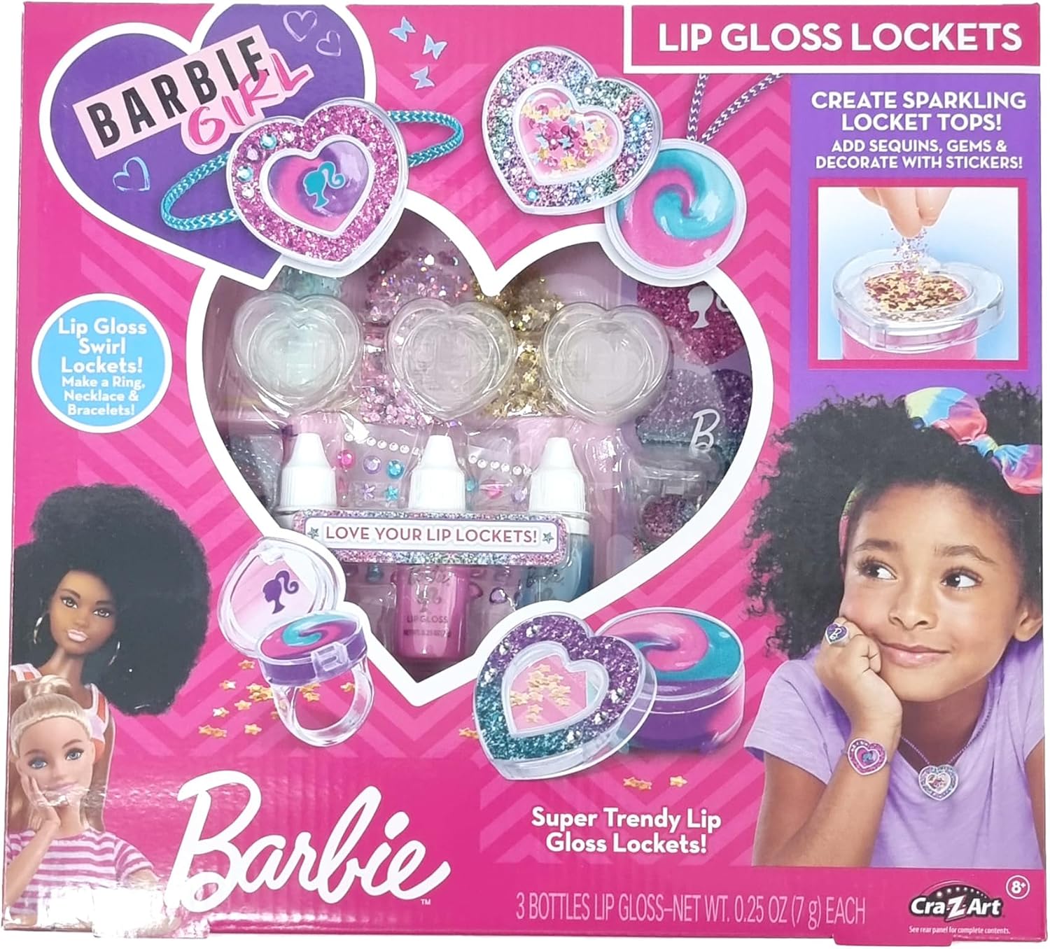 Barbie Sparkling Sweet Heart Lip Gloss Lockets