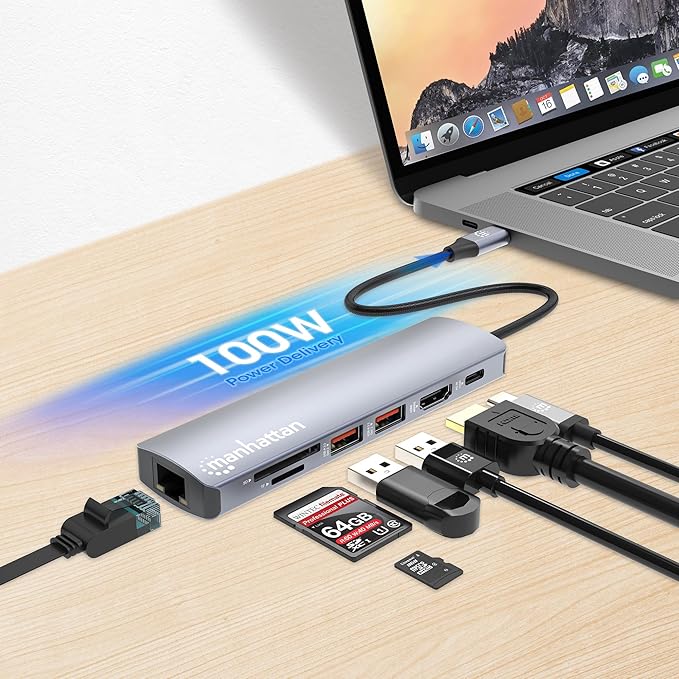Manhattan USB-C PD 7-in-1 4K Docking Station / Multiport Hub