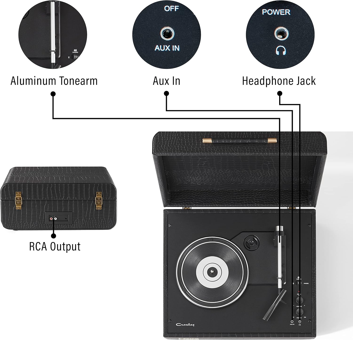 Crosley Mercury Turntable Black Croc