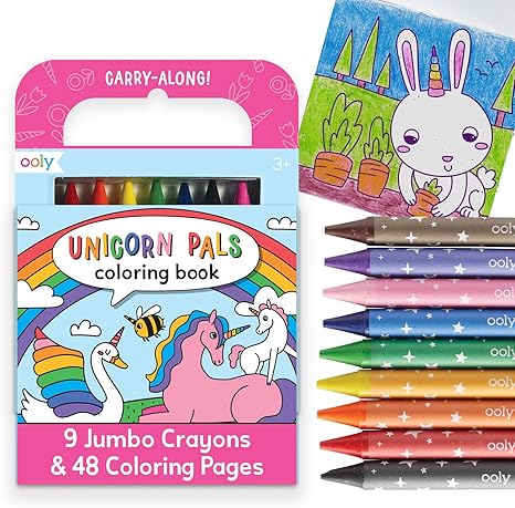 Ooly Carry Along Crayon & Coloring Book Kit Unicorn Pals Set