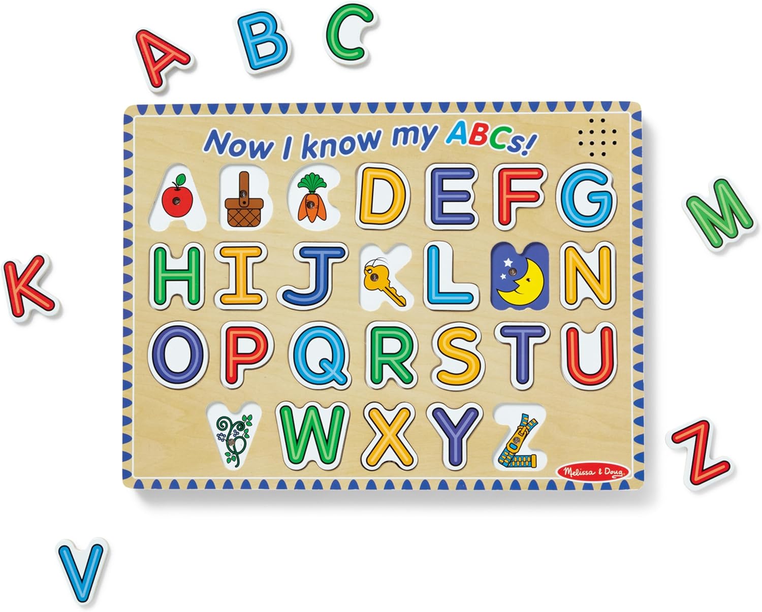 Melissa & Doug Wooden Alphabet Sound Puzzle - Wooden Puzzle With Sound Effects (26 pcs)