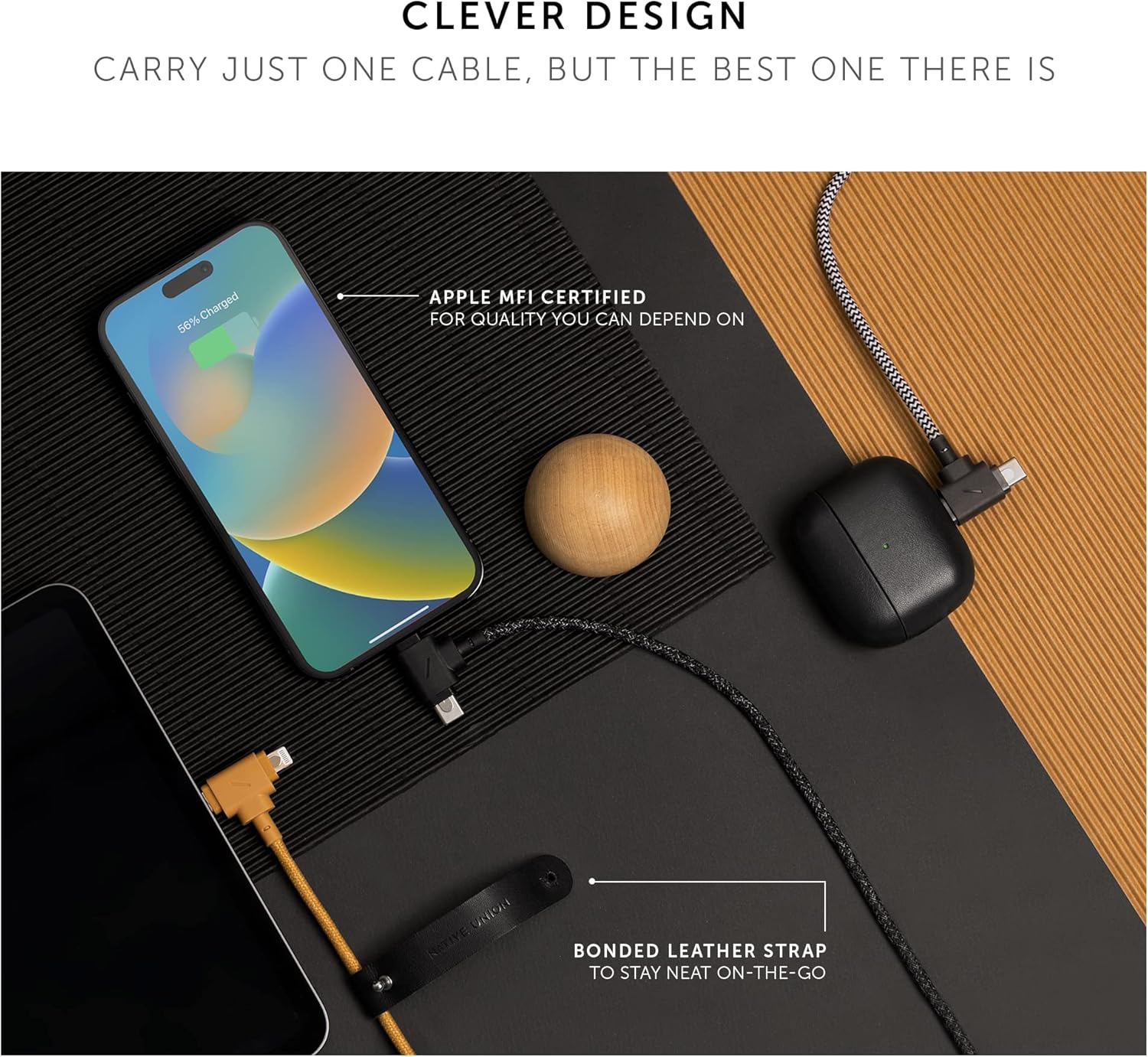 Native Union Belt 1.5M Cable Duo Usb C To C + Lightining Kraft