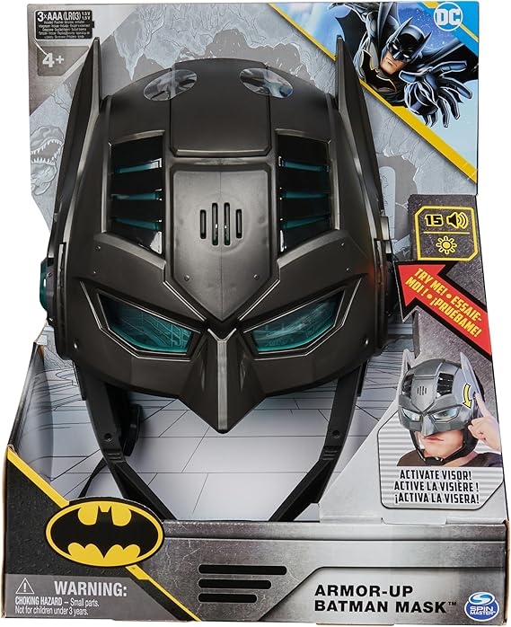 DC Comics, Armor-Up Batman Mask with Visor, 15+ Sounds & Phrases, Lights, Super Hero Costume