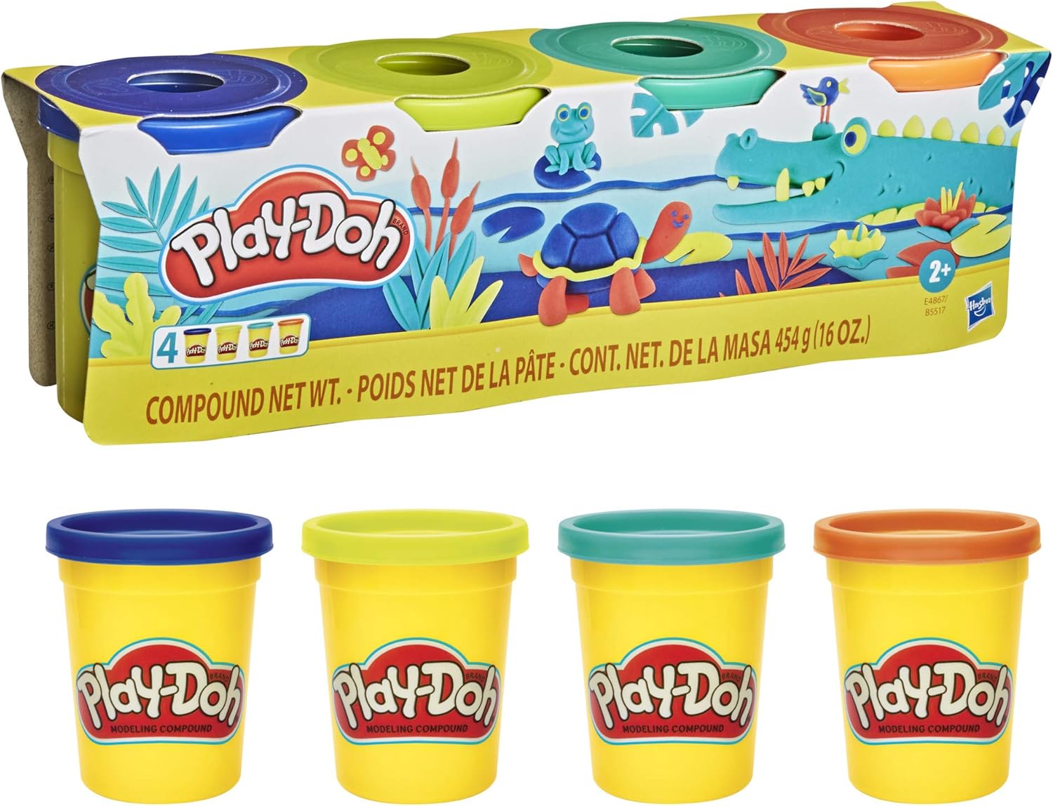 Play-Doh Wild Non-Toxic Colors, Multicolor, Pack of 4