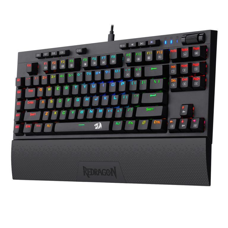 لوحة مفاتيح ألعاب ميكانيكية Redragon K596 PRO RGB، تعمل بثلاثة أوضاع: بلوتوث 5.0/2.4 غيغاهرتز/سلكي، تحتوي على 87 مفتاحًا، بطارية متينة، 10 مفاتيح ماكرو مدمجة ومسند معصم، تشغيل لمدة 10 ساعات، مفاتيح حمراء