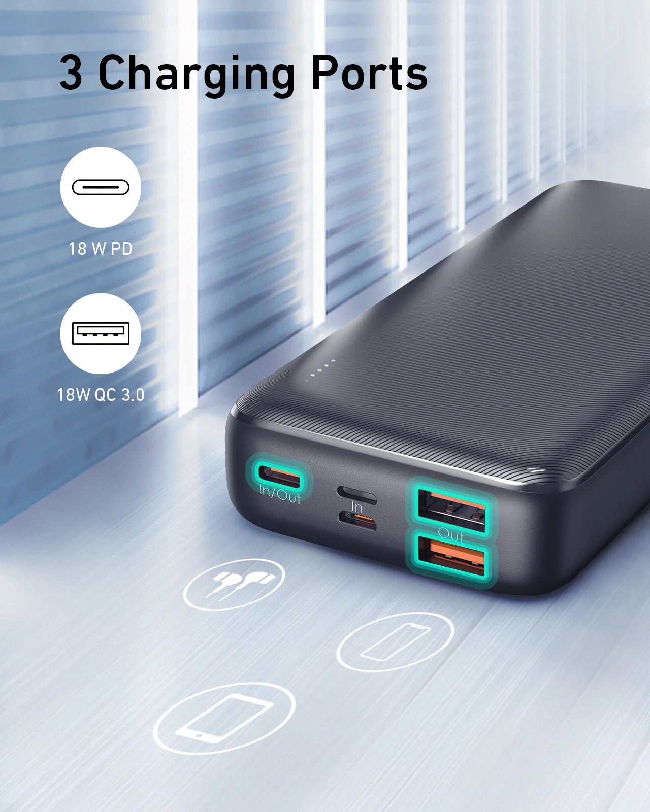 AUKEY Basix Pro P.B 22.5W PD & QC 3.0 20,K mAh BLK