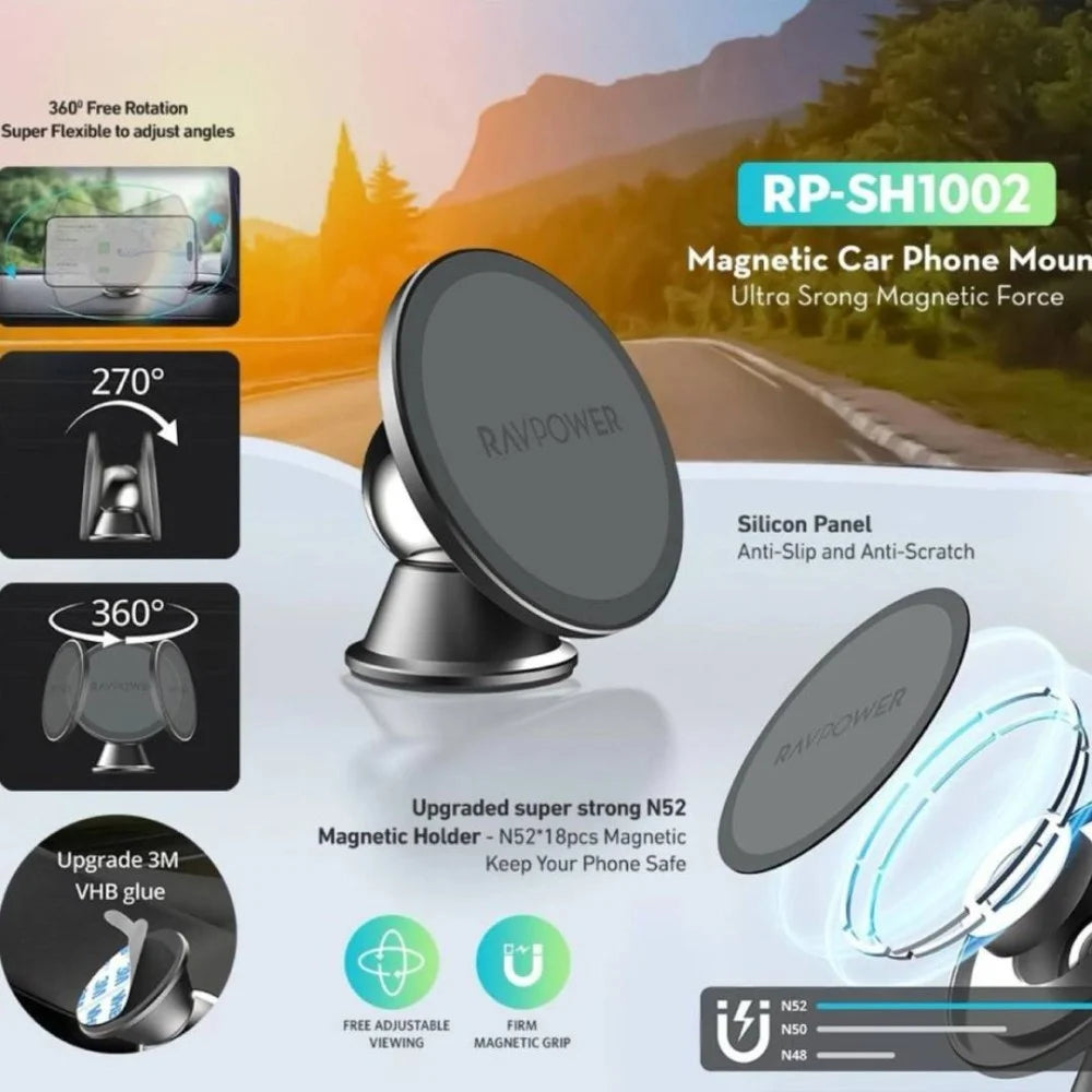 RavPower RP-SH1002 Magnetic Car Phone Mount Black