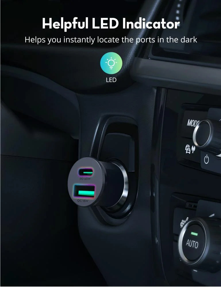 Ravpower GaN PD 65W Mini 2-port Car charger
QC18W