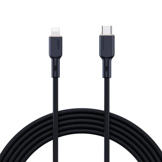 AUKEY Silicone Sync & Charge MFI Cable USB-C To Lightning 1m SCL1 BLK