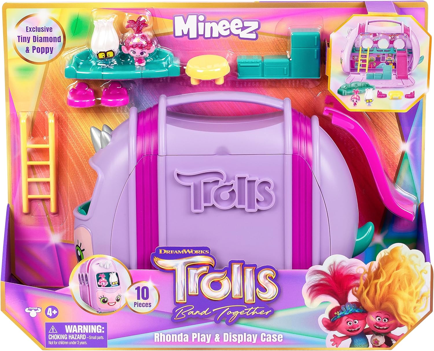 DREAMWORKS TROLLS Band Together Mineez 10 pc Rhonda Play & Display Case