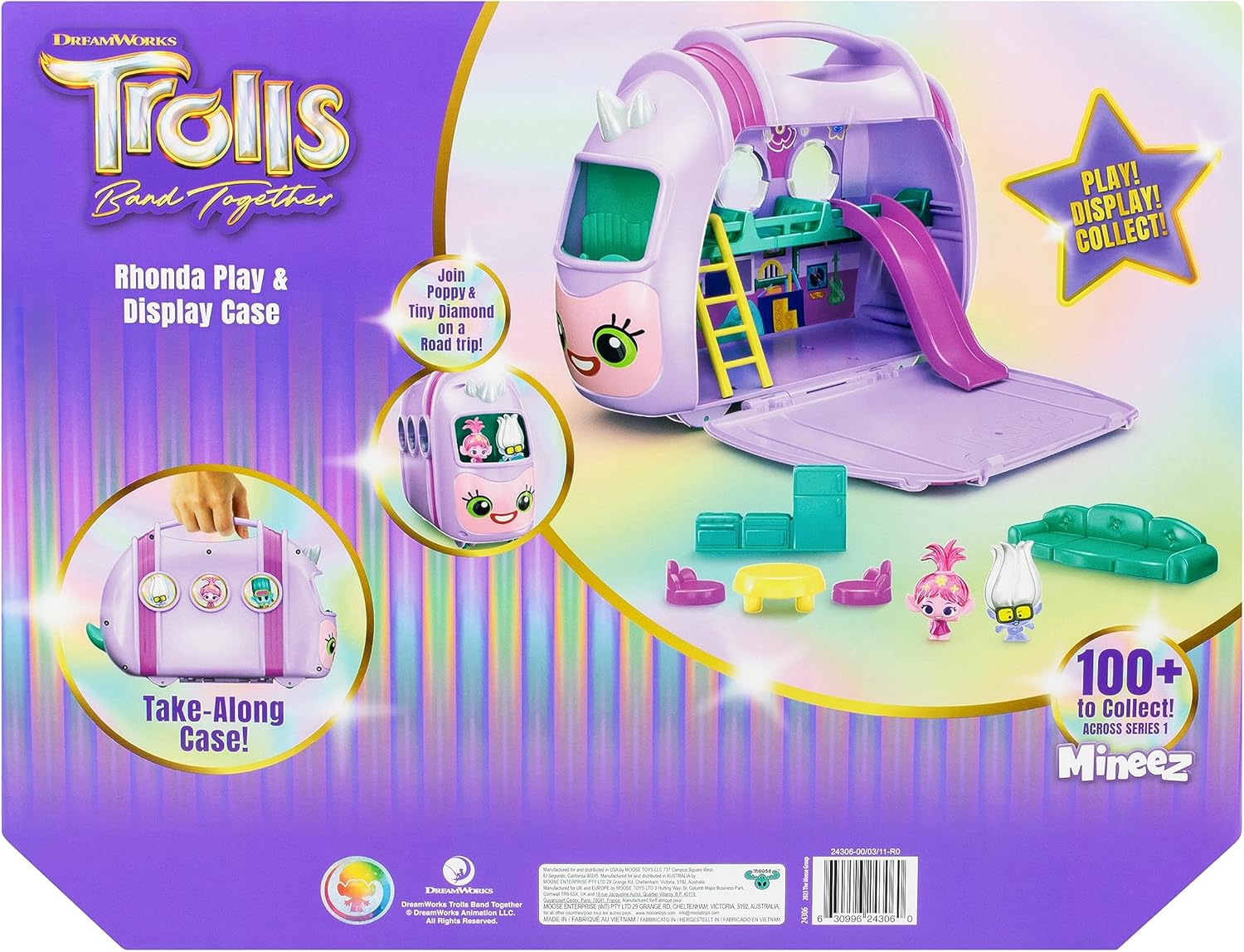 DREAMWORKS TROLLS Band Together Mineez 10 pc Rhonda Play & Display Case