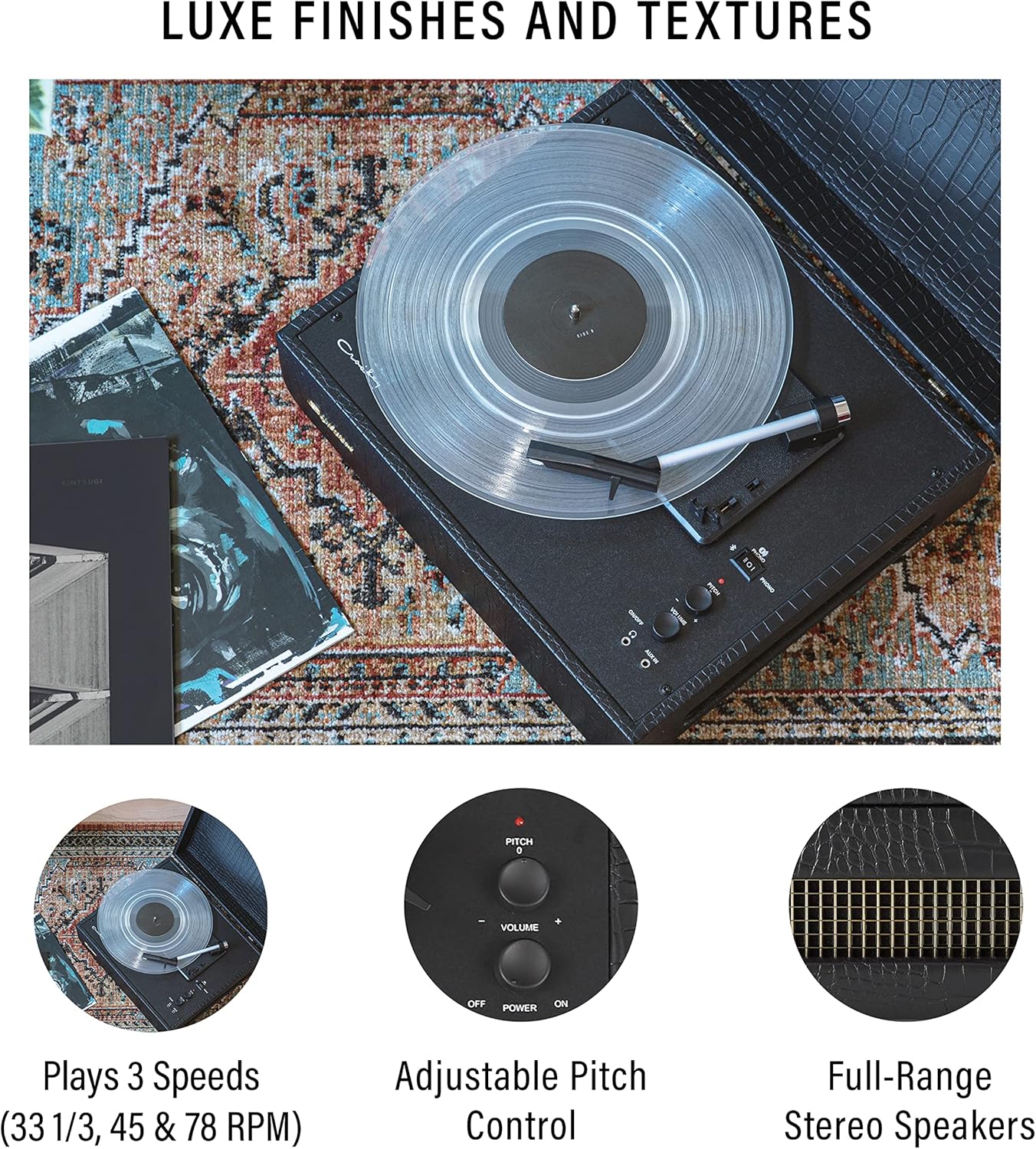 Crosley Mercury Turntable Black Croc