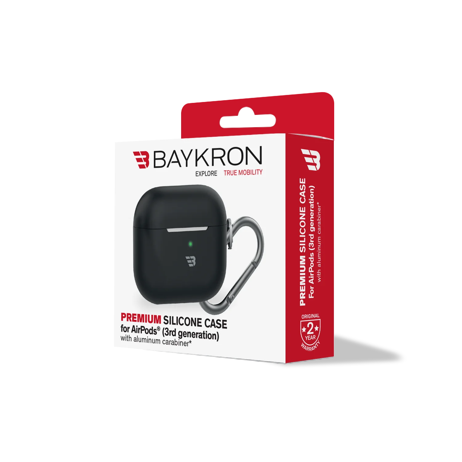 Baykron Airpod pro 3 Silicone Case W/Carabiner Black