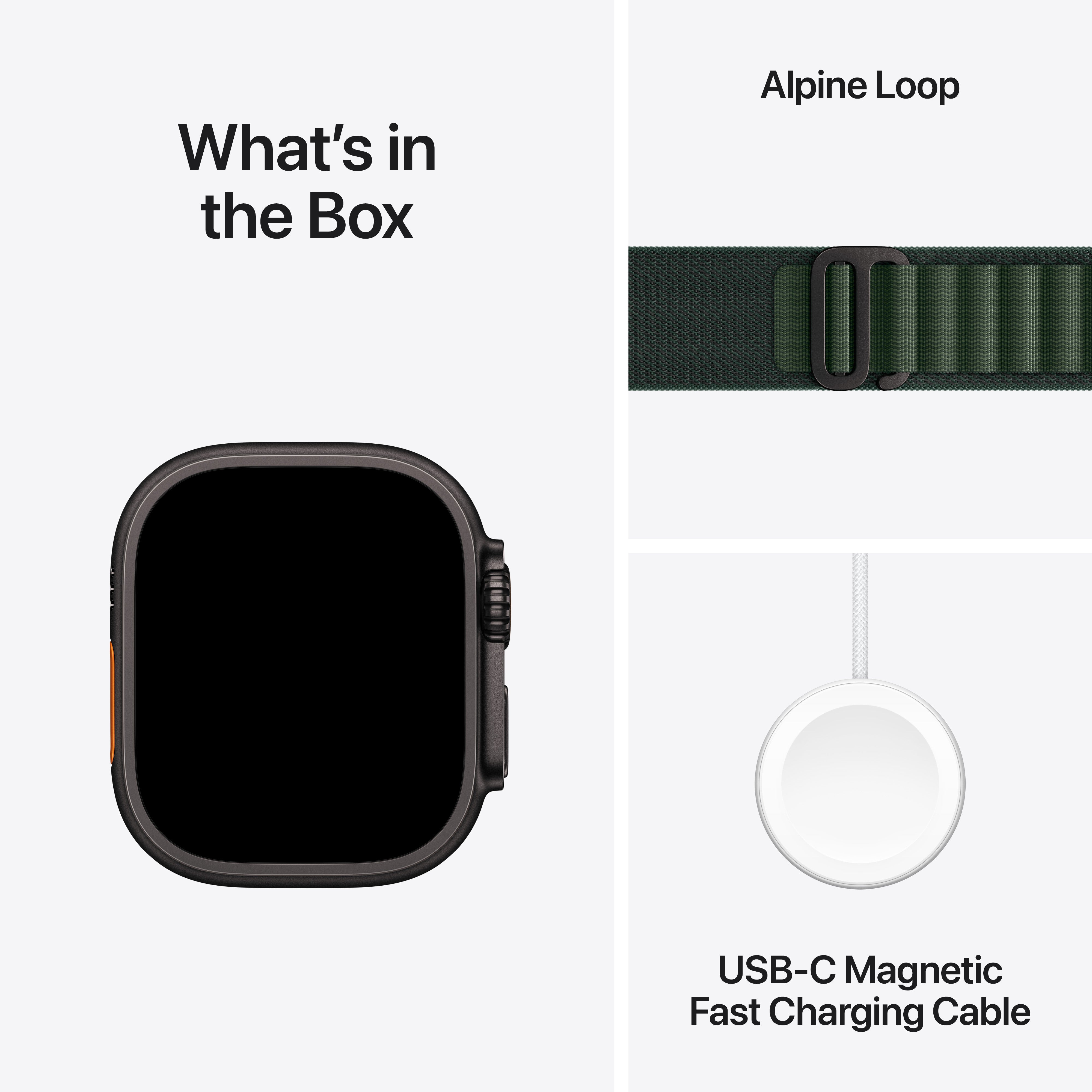 Apple Watch Ultra 2 GPS + Cellular 49mm Black Titanium Case with Dark Green Alpine Loop - Large