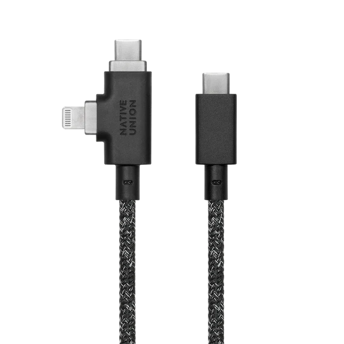 Native Union Belt 2.4M Cable Duo Pro 240W Usb C To C + Lightining Zebra
