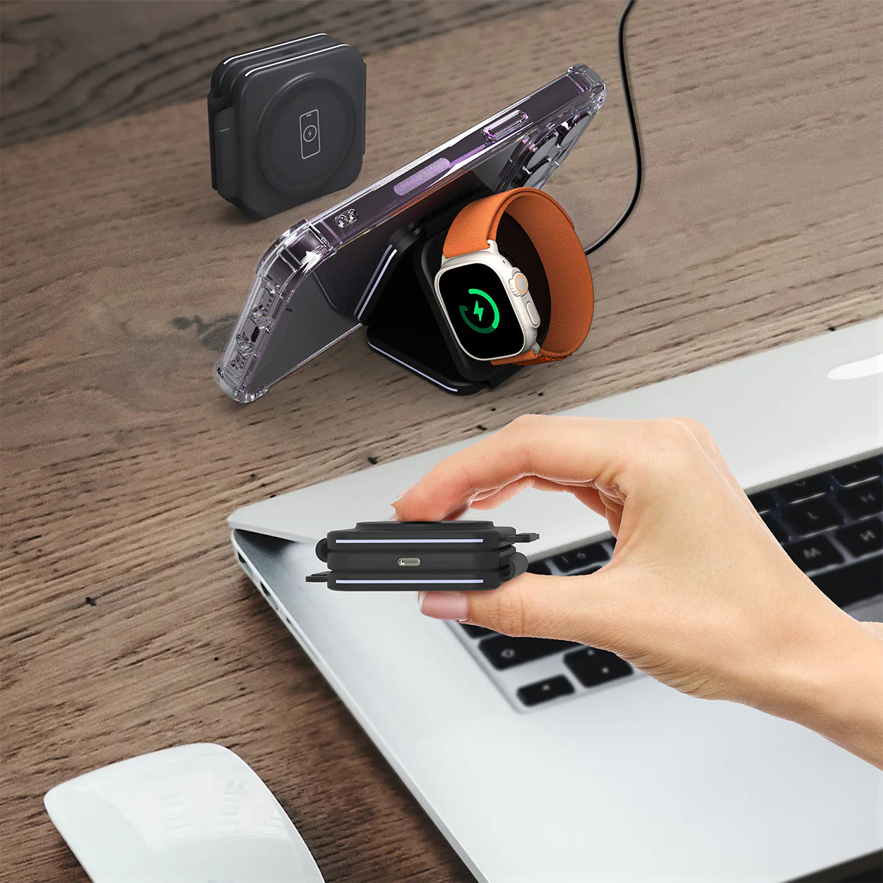 Baykron Foldable wireless charger Black color