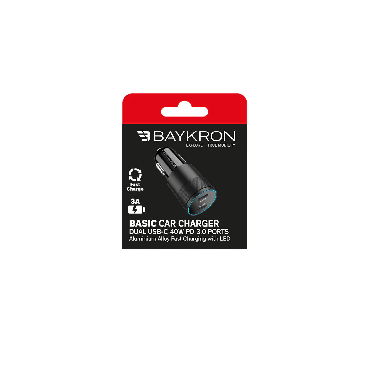 Baykron Car Charger 2 X type C Black