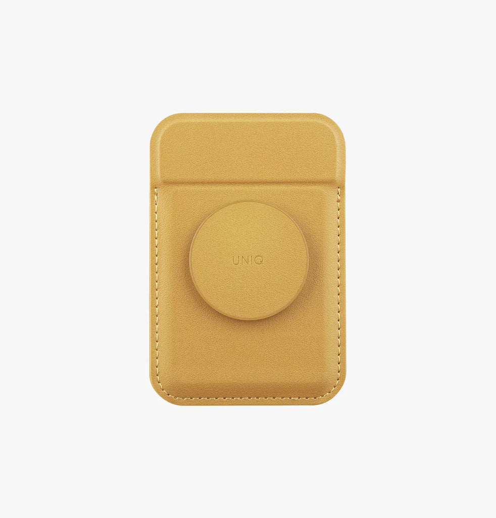 Uniq Flixa Magnetic Card Holder and pop-out grip-stand canary Yellow
