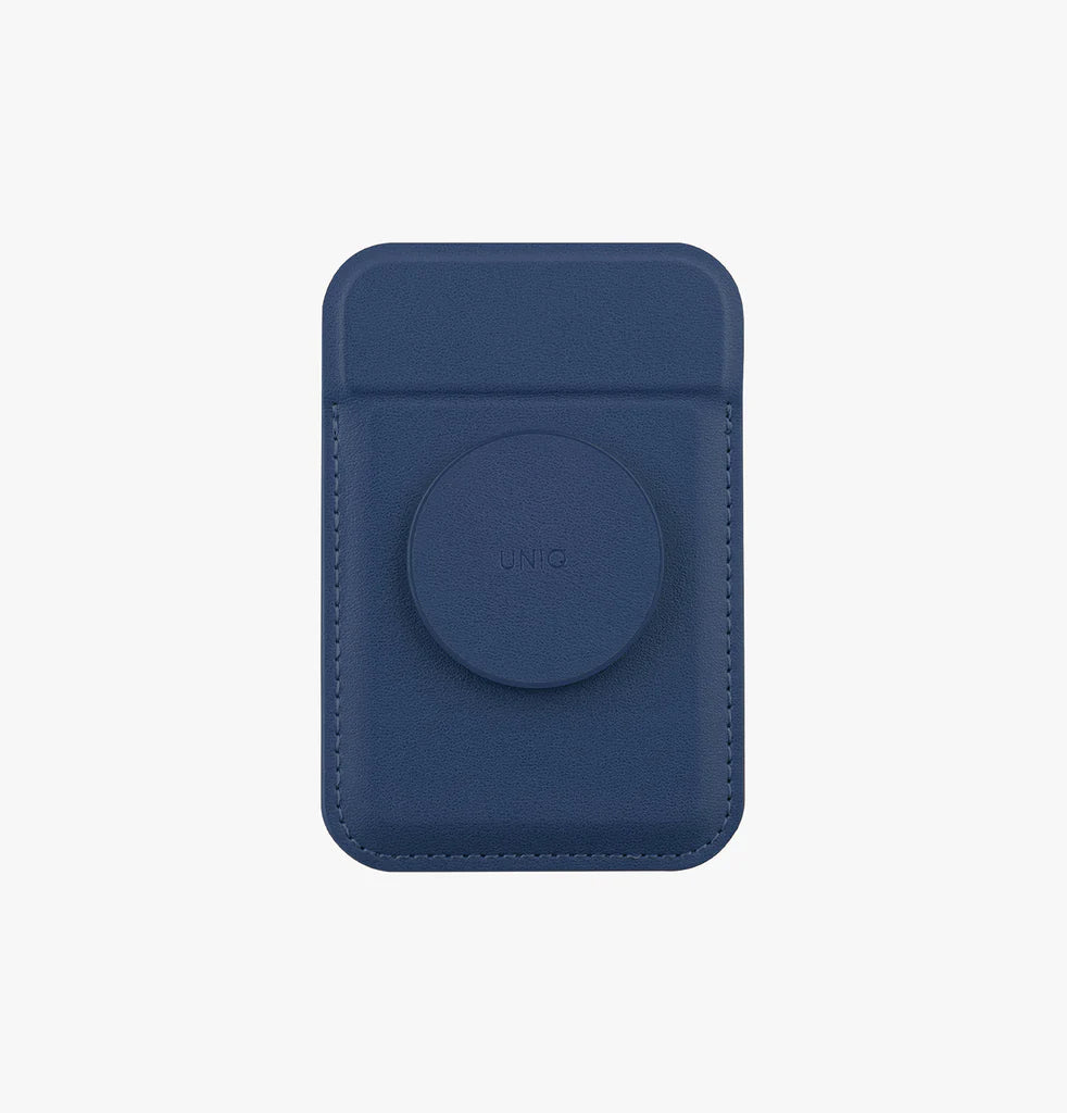 Uniq Flixa Magnetic Card Holder and pop-out grip-stand navy Blue