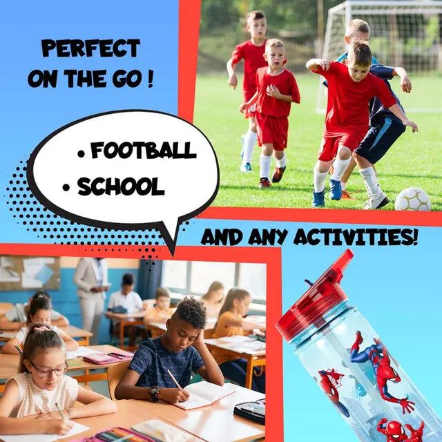 Fringoo Plastic Bottle w/ Straw- Spiderman