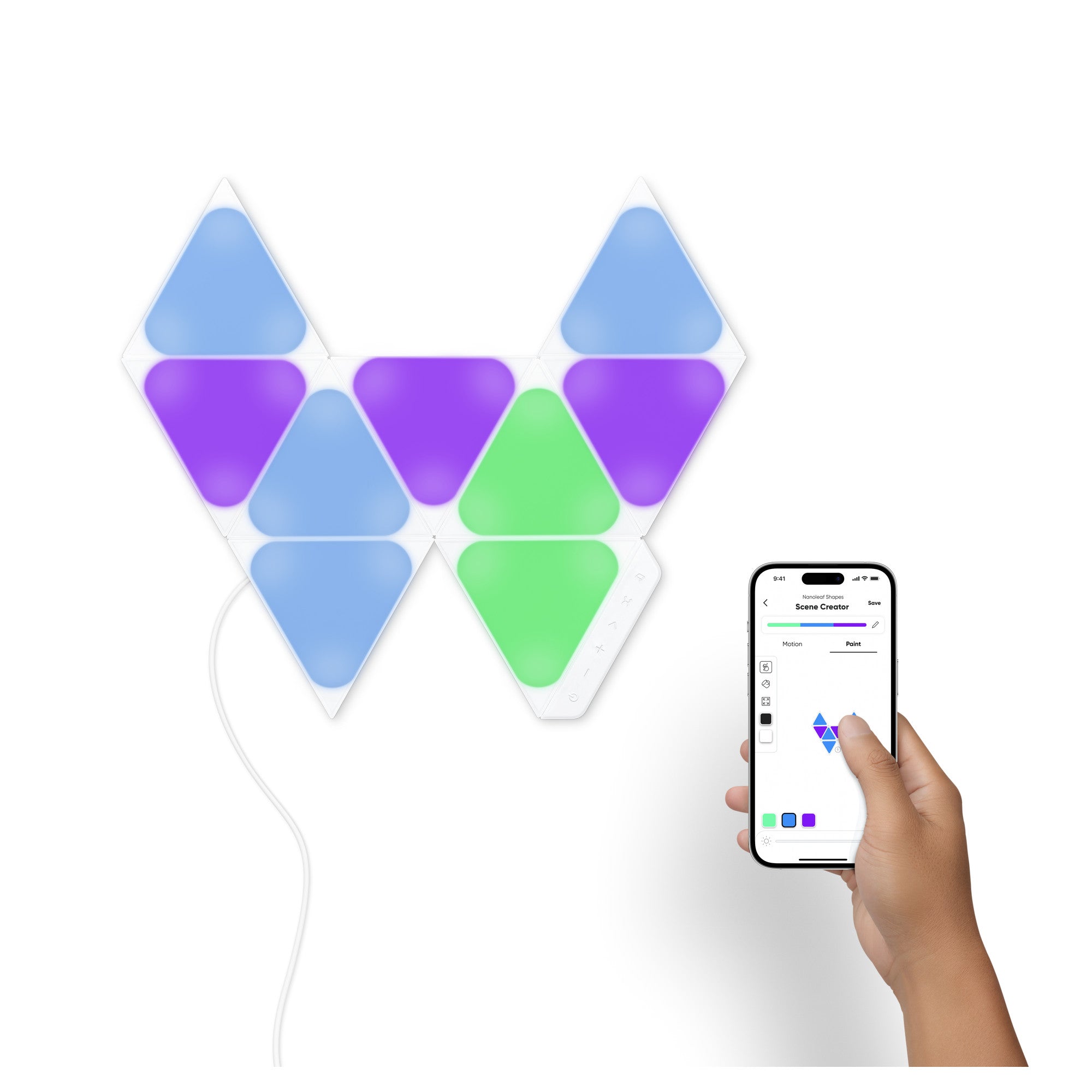 Nanoleaf Shapes Triangles Mini مجموعة البداية - أبيض - 9 قطع - الاتحاد الأوروبي/المملكة المتحدة