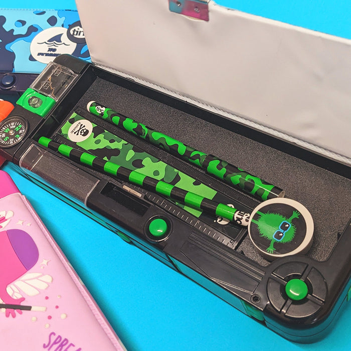 Tinc Hugga Camo 'Snap' Compartment Pencil Case (Filled)
