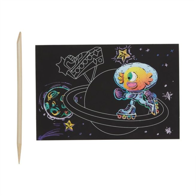 Ooly Mini Scratch & Scribble Art Kit: Wacky Universe 7 Pc Se