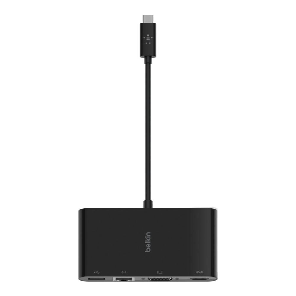 بيلكين - محور 4 في 1 - USB-C إلى (1 إيثرنت 1 HDMI 1 VGA 1 USB-A) - أسود