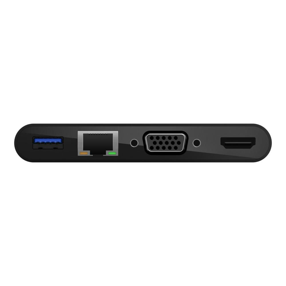 بيلكين - محور 4 في 1 - USB-C إلى (1 إيثرنت 1 HDMI 1 VGA 1 USB-A) - أسود