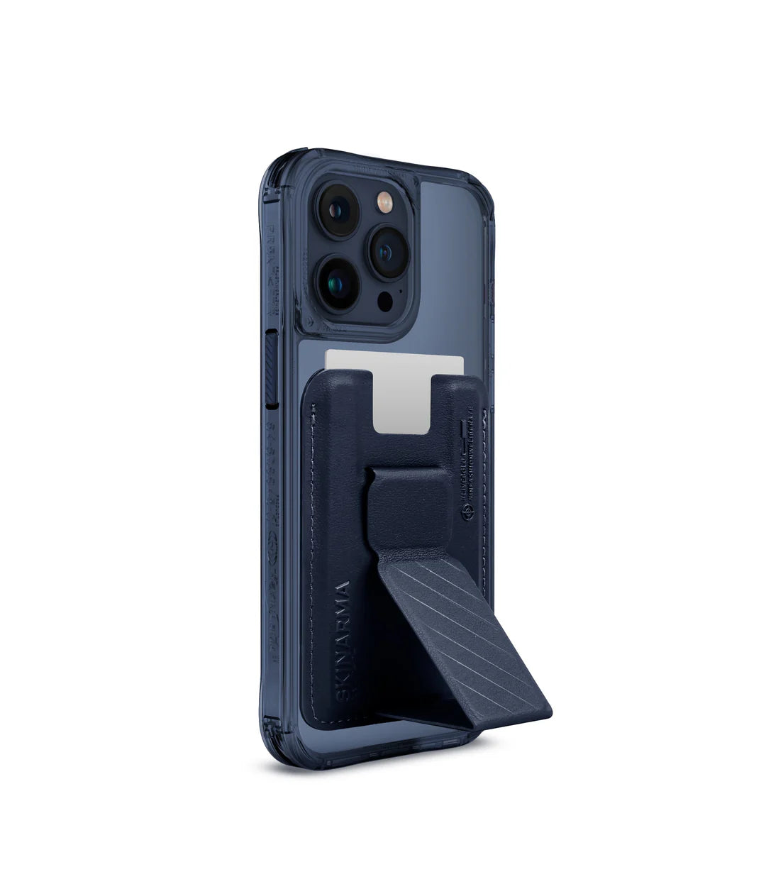 Skinarma iPhone 15 Pro Max 6.7 saido mag-charge + kado magnetic cardholder (bundle pack) blue