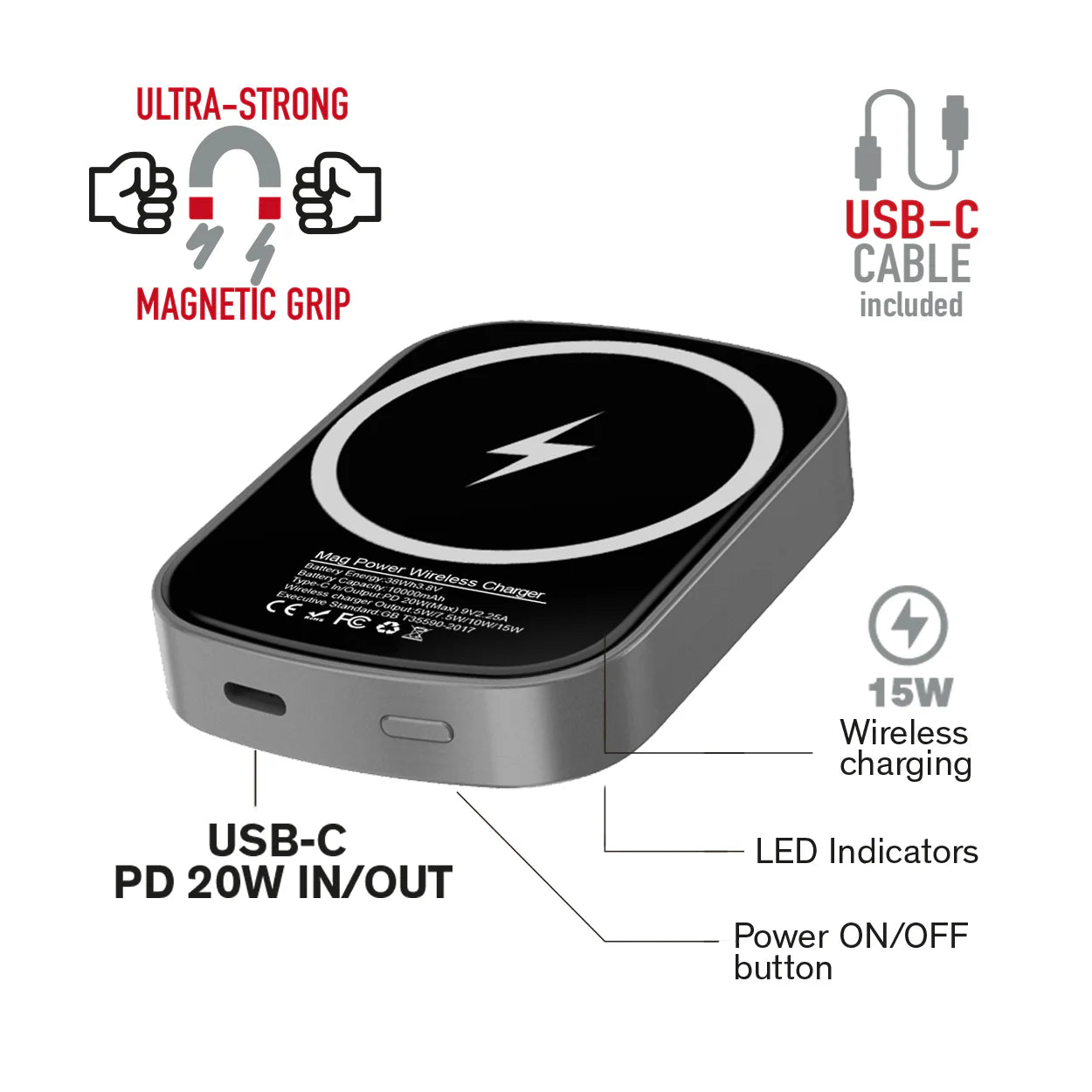 Baykron Compact MAG Power 10K Mah Magnetic type C PD20W